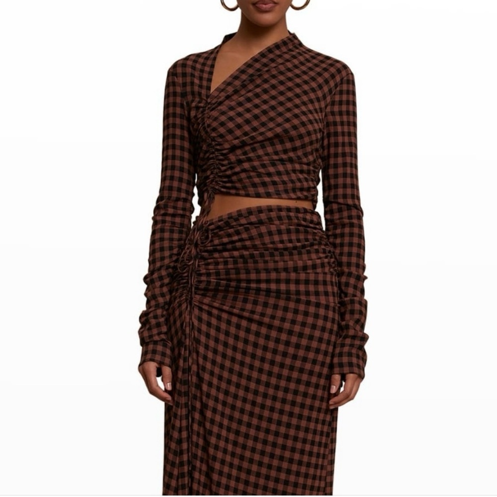 ALC checkered top with ruched side